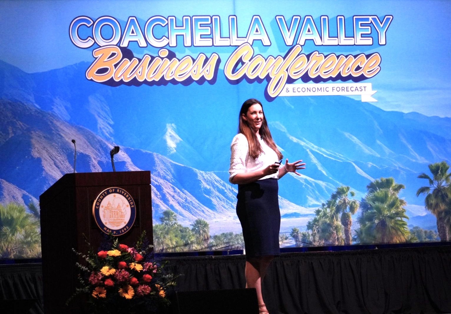 Davis Meyer, Vice President of Government and Industry Relations at Visit Greater Palm Springs, delivered a compelling and exciting presentation to the 700-plus person audience.