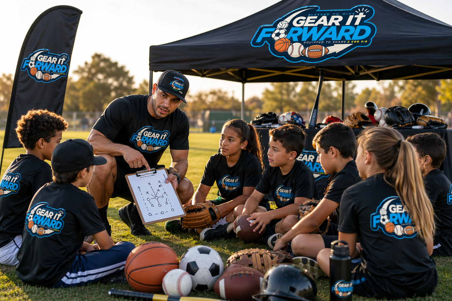 Gear it Forward - Coaching photo with kids
