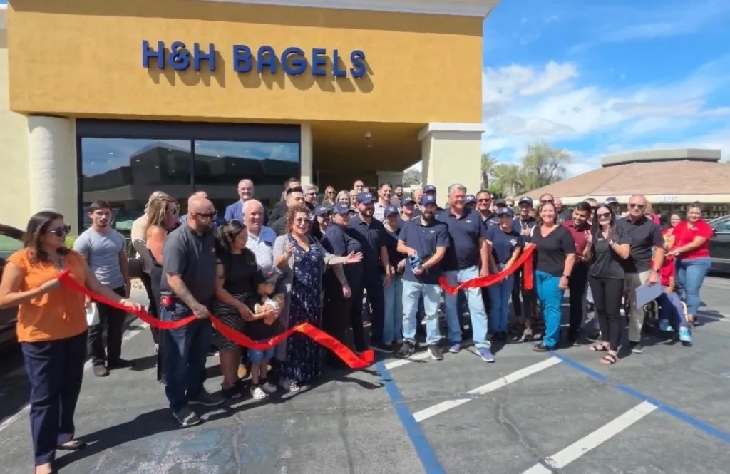 HH Bagels - ribbon cutting Bagel - photo of the H&H Bagels ribbon cutting.
