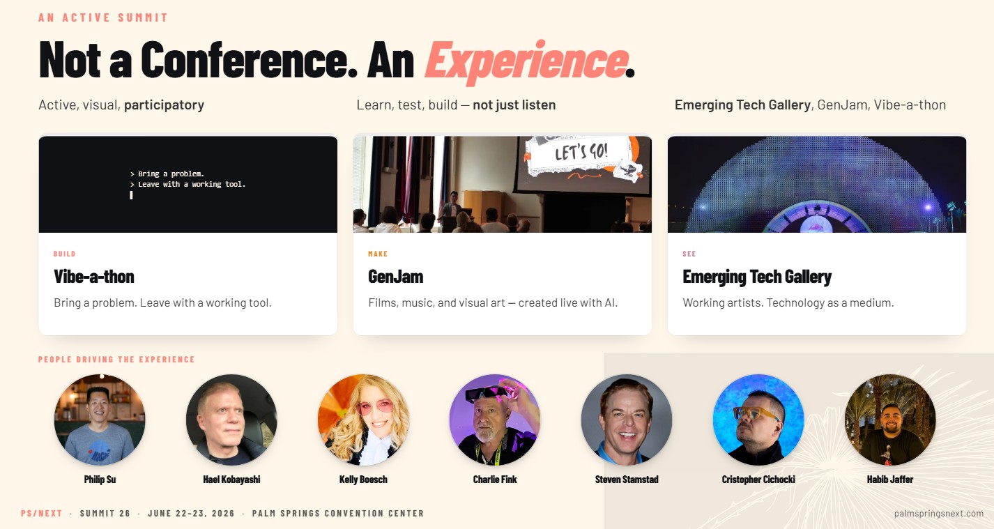 Palm Springs - PS/Next conference graphic